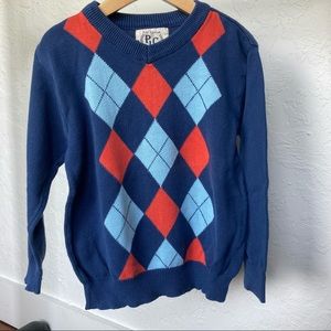 🐃VGUC- Charcoal Blue & Orange Argyle Sweater